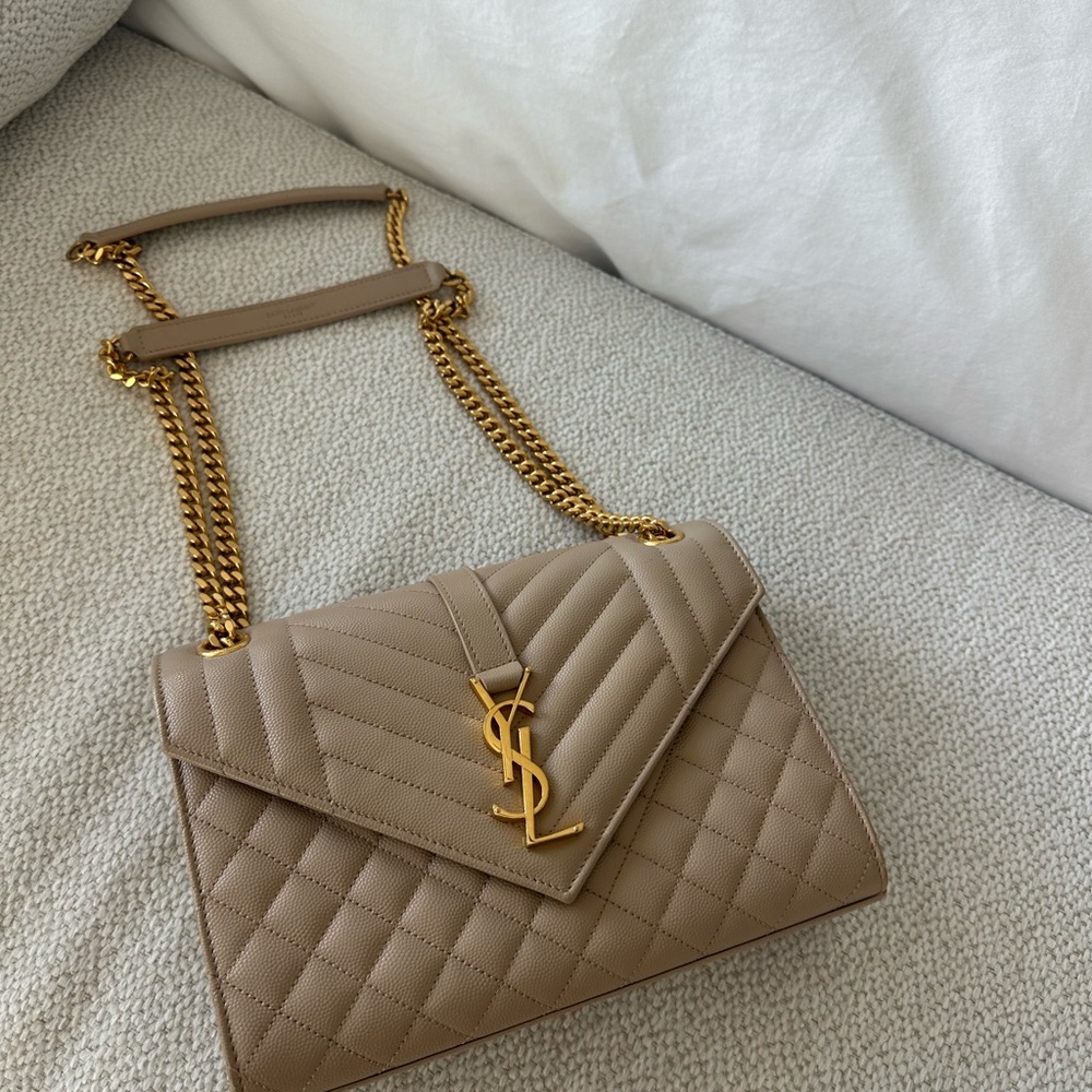 Yves Saint Laurent Tan Quilted Chain Bag